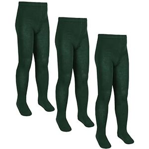 3 paar meisjes kinderen katoen rijk zacht rekbaar gebreid schooluniform dagelijkse panty leeftijd 2-13 jaar, Fles Groen, 7-8 jaar