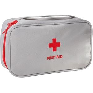 Reis-apotheektas, draagbare medicijntas, EHBOtas, leeg, zorgtas, noodtas voor thuis of op de camping, jacht, reizen en sport, grijs, grijs, simple