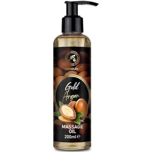 Massageolie Goud Argan 200ml - Lichaamsverzorgingsolie - Aangename Massage - Ontspanningsmassageolie - Oliën met Heerlijke Geur - 100% Natuurlijke Cosmetica - Schoonheid - Voedende Olie