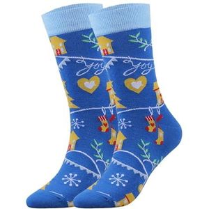 BebeXi Sokken voor heren, 43-46, korte en vrouwen, grappige schattige sokken met kerstman, rendier, sneeuwpop, snoeppatroon, kerstsokken met zool voor kinderen, blauw, Eén Maat
