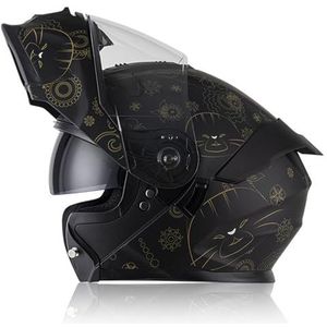 Motorhelm Systeemhelm Modulaire Helm Met Dubbel Vizier DOT/ECE-Gecertificeerde Modulaire Helm Retro Motorhelm Integraalhelm Voor Heren Dames G,M/57-58CM