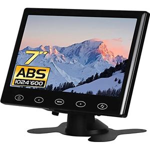 WHOLEV 7 inch Mini-monitor HDMI LCD HD 1024x600 16:9 touch-knop met AV/VGA/HDMI/hoofdtelefoon, ingebouwde luidspreker voor kantoor/bedrijf/thuisbeveiliging, Raspberry Pi CCTV-camera