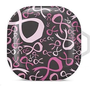 Borstkanker bewustzijn roze lint oordopjes hoesje compatibel met Samsung hard shell beschermhoes wit stijl