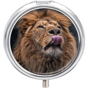 Draagbare Pillendoos Pil Case Leeuw Sticks Out Tong Reizen Pillendoos Kleine Pil Case Dagelijkse Pil Container Pil Organizer Pocket Geneeskunde Doos Leuke Pil Case