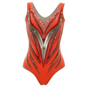 Mouwloos Ritmisch Gymnastiekpakje, Meisjeskleding For Artistieke Gymnastiek, Glinsterende Podiumvoorstellingskostuums(4XL)