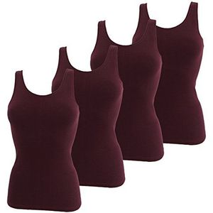 HERMKO 1310 4-pack dames tanktops van biologisch katoen, bordeaux, XL