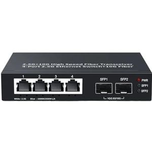 2.5GbE Ethernet Switch 4-Port 2.5Gbps 2-Poort SFP+ Slot 10GbE Switch voor Home Laboratorium Plug and Play (Kleur: EU Adapter)