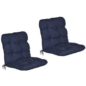 Beautissu Flair NL – Set van 2 Tuinkussen Lage Rug Blauw – 100x50 cm – Zitkussen Matraskussen voor Tuin Meubelen