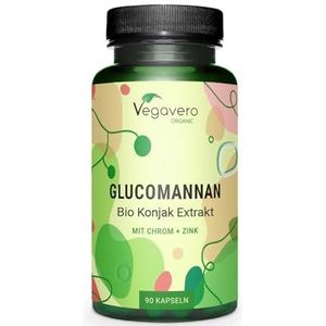 Vegavero BIOLOGISCHE GLUCOMANNAN capsules | 4000 mg dagelijkse dosis | met organisch chroom en organisch zink uit plantenextracten