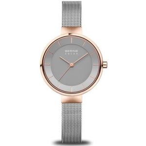 Slim Solar - Minimalistisch Horloge - Roségoud - Roestvrij Staal - 50 Meter Waterdicht