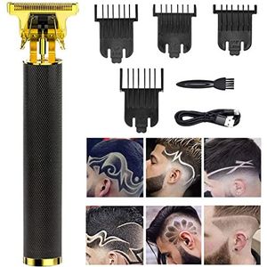 Professionele tondeuse voor mannen en vrouwen, draadloze oplaadbare tondeuse, metalen body cutting verzorgingsset, baardscheerapparaat, kapperszaak (zwart)