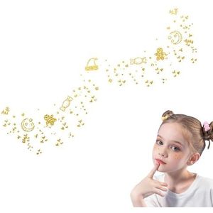 Gezichtsstickers, tijdelijke gezichtssticker, tijdelijke gezichtssticker, make-up stickers voor festivals, tijdelijke gouden rubberen label voor oogmake-up,