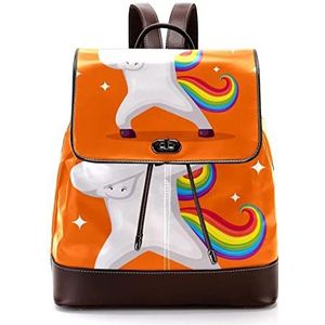 Gepersonaliseerde casual dagrugzak tas voor tiener oranje eenhoorn schooltassen boekentassen, Meerkleurig, 27x12.3x32cm, Rugzak Rugzakken