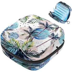 MUOOUM Maandverband Opbergtas, Strand Kokosboom Menstruatie Cup Pouch, Draagbare Maandverband Pads Opbergzakken Vrouwelijke Menstruatie Eerste Menstruatie Tas voor Tiener Meisjes Vrouwen Dames