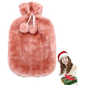 Alleen warmwaterkruik, 2 liter, met een superzachte kunstpluche fleece voor extra warmte en comfort, die luxueus comfort biedt (warmwaterkruik niet inbegrepen)