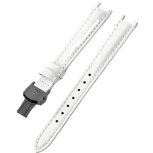 Jeniko Compatibel Met Tissot 1853 Lederen Koeienhuid Waterdichte Horlogebanden Dames T094 Flamenco T094210 Concave Interface-accessoires 12 Mm (Color : White(LG)-Black, Size : 12mm)