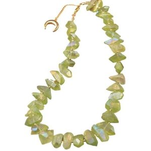 Women Collar Choker Necklaces For Women Rough Chunky Crystal Stone Short Necklace Wedding Party Jewelry Gifts (Color : Green Gold)