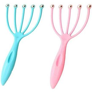Achengqi 2 Stuks Hoofd Massager Hoofdmassage Spin Krabber Hoofd Massager Hoofdhuid Hoofdhuid Kras Massage,Om Het Hoofd te Ontspannen en Stress te Verlichten (Roze + Blauw)