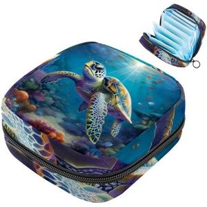MUOOUM Zeeschildpad onderwater wereld maandverband opbergtas draagbare menstruatie tas voor vrouwen tiener meisjes menstruatie cup zakje verpleging pad houder