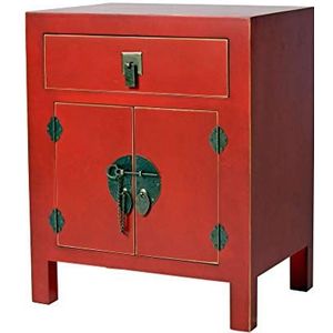 China nachtkastje Madame Butterfly rood – authentiek Ming-design, 2 deuren en 1 lade, hout/MDF, exotisch nachtkastje mya009 Palazzo exclusief
