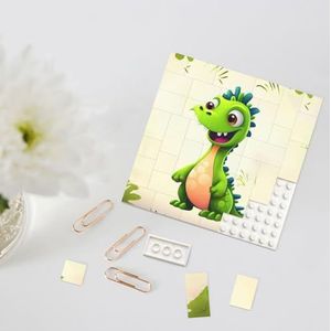 Bouwsteenpuzzel Gepersonaliseerde Bouwstenen Vierkante Puzzels Leuke Dinosaurus Bouwsteen Blok Blok voor Volwassenen Blok Puzzel voor Home Decor 3D Baksteen Puzzel Bakstenen Fotolijst