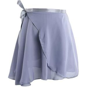 Vrouwen Chiffon Ballet Wrap korte rok， Gymnastiek Geknoopte Rok Training Balletrokken(Grey 1,L Height 135-160cm)
