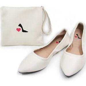 Wedding Mates Rolschoenen met draagtas, Ivoor, 4 UK Narrow