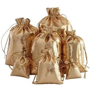10 stks/partij Multi Size 5x7cm 13x18cm Goud Zilver Gift Bags Wedding Party Candy Bag Cosmetische Verpakking Zak Xmas Gift Food Bags-gouden zak,9x12cm