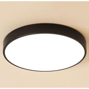 LONGDU Scandinavische moderne LED-plafondlamp rond dimbare plafondlamp inbouw plafondlamp for slaapkamer kantoor trap hotel woonkamer keuken(Color:Black,Size:30CM)