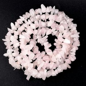 Natuursteen Chip kralen 3-5-8-12mm onregelmatige kiezel kralen voor sieraden maken vrije vorm kralen DIY ketting armband 15''-Rozenkwarts - 3-5mm