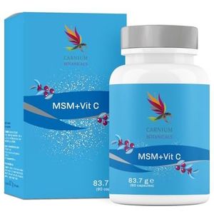 Carnium Botanicals MSM + Vitamin C – 1500 mg hooggedoseerd MSM-poeder met 150 mg natuurlijke vitamine C uit Camu Camu – 90 vegan capsules