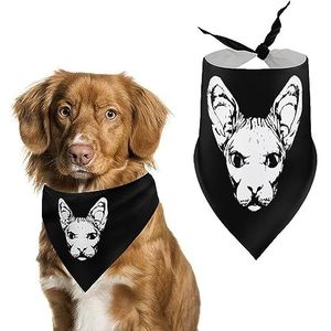 Sphynx Kattengezicht bedrukte hondenbandana's huisdier sjaal driehoek verstelbare hoofddoek accessoires voor kleine, middelgrote en grote puppy's en katten