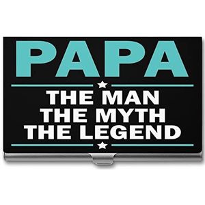 Papa The Man The Myth The Legend Slim Visitekaarthouders Pocket Metalen Kaarthoes Creditcard Portemonnee voor Mannen Vrouwen