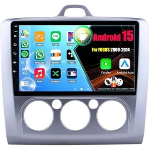 Android 15 2 Din Autoradio 9in Auto Stereo voor FOCUS 2006-2014 met Draadloze Carplay Android Auto Bluetooth GPS Navigatie(8Core(6+128GB))