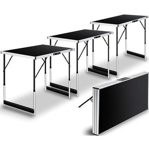 KESSER® Multifunctionele tafel, professioneel, 3-delig, 100 x 60 cm, behangtafel, 30 kg draagvermogen per tafel, met uitschuiffunctie, klaptafel, rommelmarkttafel, bijzettafel, multifunctionele tafel, campingtafel, in hoogte verstelbaar