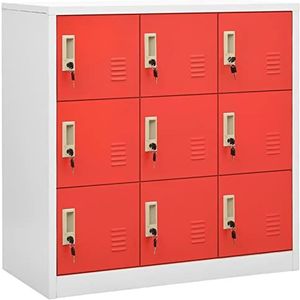 Keketa Opbergkast, lockerkasten stalen utiliteitskast met sloten, kantoorstalen archiefkast voor garage, kantoor, klaslokaal en huis lichtgrijs en rood 90x45x92,5 cm staal