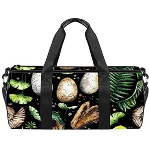 Tropische zomer Toucan Reizen Duffle Bag Sport Bagage met Rugzak Tote Gym Tas voor Mannen en Vrouwen, Dinosaurus en tropische planten, 45 x 23 x 23 cm / 17.7 x 9 x 9 inch