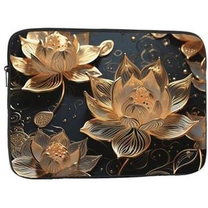 Laptophoes 10-17 inch Laptophoes Boho Goud Lotus Bloemen Laptophoezen voor Vrouwen Mannen Schokbestendige Laptophoes