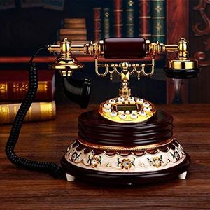 Telefoon Telefoon Massief Hout Metaal Machines Dubbel rinkelen Vaste telefoon Retro Graveren Vaste lijn (beller-ID)