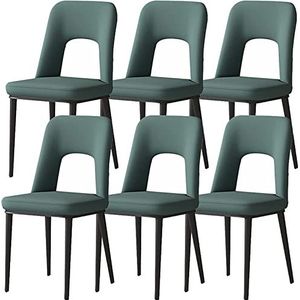 GEIRONV Moderne eetkamerstoelen set van 6, koolstofstalen poten kantoor lounge keuken slaapkamer stoelen gestoffeerde vrije tijd bijzetstoelen Eetstoelen (Color : Green, Size : 40x48x85cm)