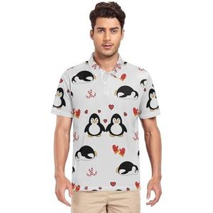 LI ZHI XIN Heren poloshirt met korte mouwen werk T-shirt zomer top klassieke kraag sweatshirt met 2 knopen voor golf tennis outdoor sport pinguïn handschoenen snoep, Meerkleurig, S