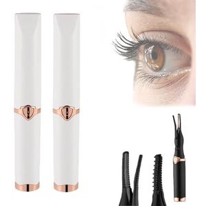 Nuvaia Lash Curler, Tinkerblush Heated Eyelash Curler, Nuvaia Eyelash Curler, Electric Heated Eyelash Curler, Lash Lift Pro + Magic Mascara, Rechargeable Heated Eyelash Curler (2 Pcs White)
