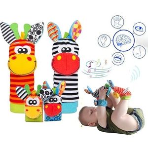 Funky Planet Sozzy Socks Babyspeelgoed - Sensorisch speelgoed voor baby's - Babyvoetrammelaar - Baby handvoet - Baby sensorisch speelgoed - Baby rammelaar 4 stuks - Een speelgoed dat de zintuigen van
