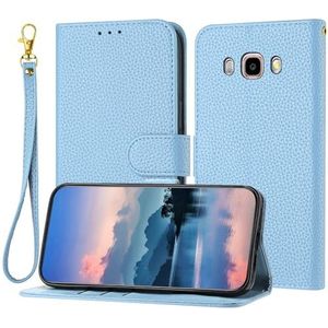 Flip Case Cover Portemonnee-hoesje compatibel met Samsung Galaxy J510/J5 2016 compatibel met dames en heren, leren flip-cover met kaarthouder, schokbestendige TPU-binnenschaal telefoonhoes en standaar