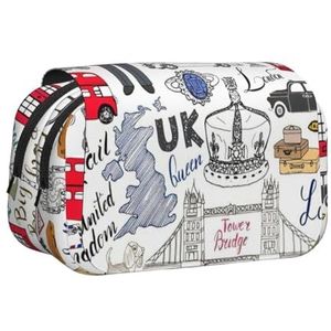 JEJEA I Love London Print Pen Etui Potlood Case Houder voor Potloden Make-up Multifunctionele Organizer Doos voor Adluts, Zwart, Eén maat, Toilettas