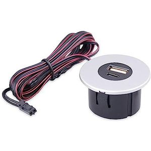 Kalb | inbouw USB-hub 2 in 1 USB en USB-C, roestvrij staal, stopcontact voor smartphone, tablet, e-reader, meubelinstallatie 12V, selectie: zilvergrijs