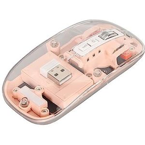 Computermuizen, Stijlvolle Draadloze BT-muis Doorzichtige Behuizing Dempen Klikken 3 Werkmodi Lichtgewicht voor Bedrijven (Roze)