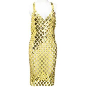 1 STUKS Body Chain Jurk Acryl Pailletten Harnas Zomer Strand Bikini Sieraden Shapewear Vrouwen Rave Accessoires(Gold)