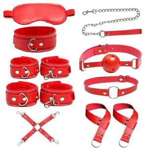 WOLOVEE Sporttrainingsset voor armen en dijen voor dames en heren, 9-delige accessoires in vier kleuren, B97 (rood)