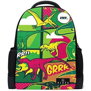 My Daily Kleurrijke Dinosaurs Pop Art Rugzak 14 inch Laptop Daypack Bookbag voor Travel College School